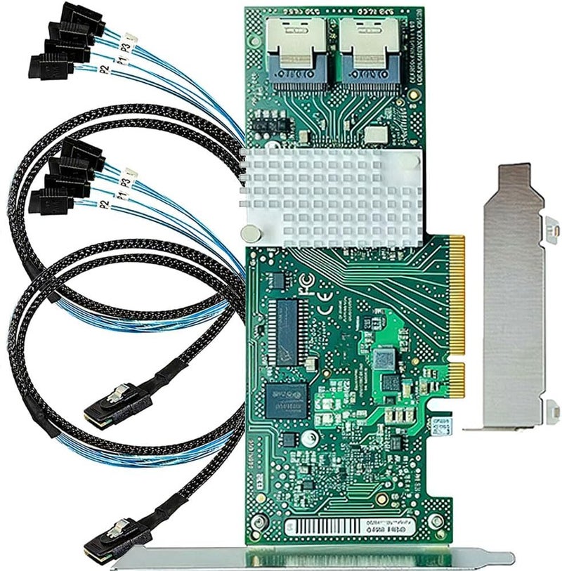 LAMPAN بطاقة SAS HBA متوافقة مع LSI 9211-8i وضع IT بطاقة توسيع PCIe SATA، 8 منافذ 6Gbps PCIe 2.0، دعم موسع SAS، وحدة تحكم HBA مع 2X كابلات SFF-8087 إلى 4X SATA لـ ZFS TrueNAS unRAID NAS - Image 1